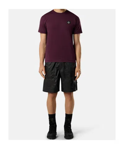 Stone Island Slim-fit Short-sleeve T-shirt With Compass Patch In Purple