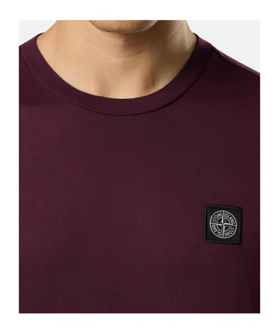 Stone Island Slim-fit Short-sleeve T-shirt With Compass Patch In Purple