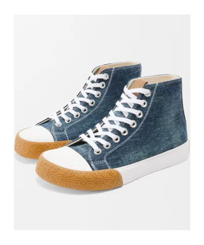 Loewe Bloc Denim Sneakers In Blue