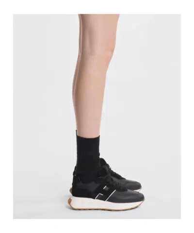 Hogan Leather-panelled Sneakers In Black