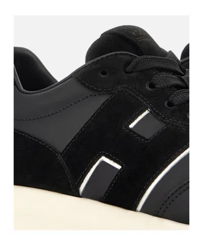 Hogan Leather-panelled Sneakers In Black