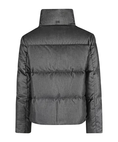 Herno Metallic-effect Quilted Jacket In Gray