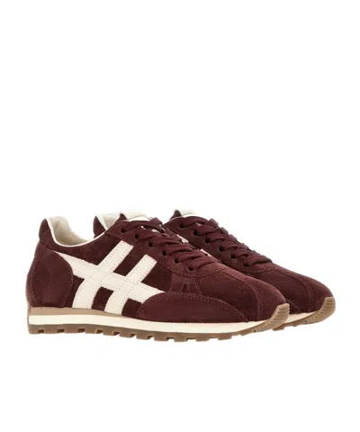 Hogan Mother Stretch Denim The Rambler Zip Heel Jeans In Burgundy