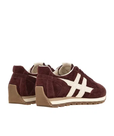 Hogan Mother Stretch Denim The Rambler Zip Heel Jeans In Burgundy