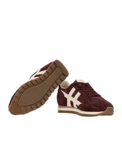 Hogan Mother Stretch Denim The Rambler Zip Heel Jeans In Burgundy