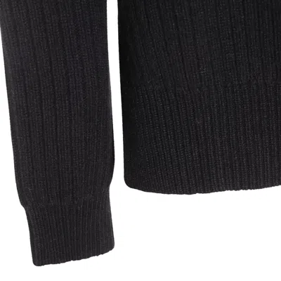 Rick Owens Men Fisherman Round Neck Virgin Wool Sweater In Black