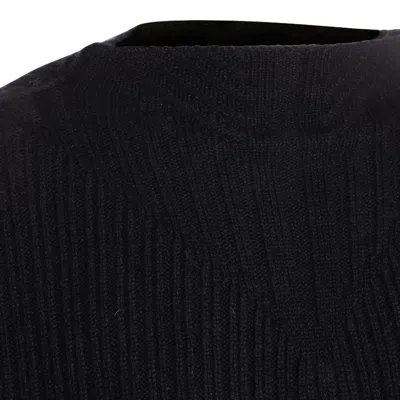 Rick Owens Men Fisherman Round Neck Virgin Wool Sweater In Black