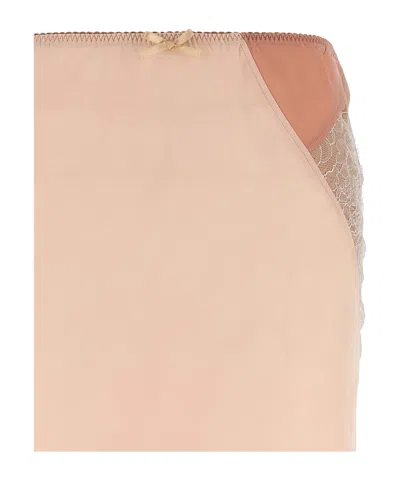 Moschino Sheer Lace Trim Asymmetric Overlay Skirt In Pink
