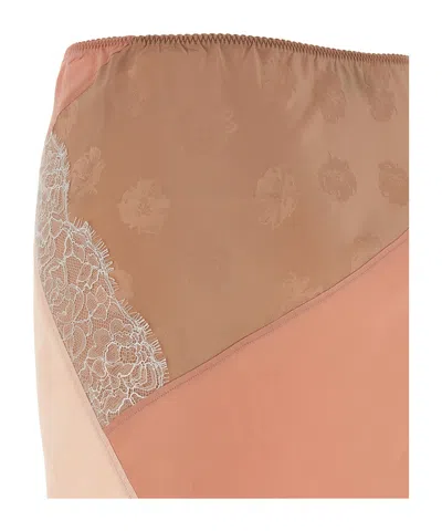 Moschino Sheer Lace Trim Asymmetric Overlay Skirt In Pink