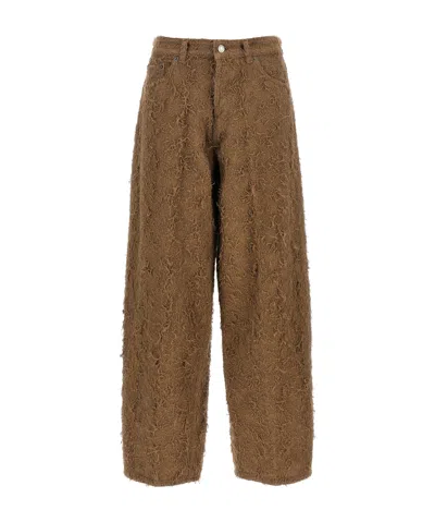 Haikure Becky Fur-effect Cotton Jeans In Brown