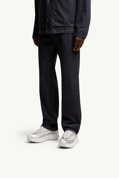Moncler Two-tone Fabric And Leather Trailgrip Sneakers In Gray