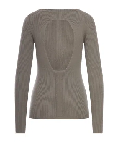 Rick Owens Round Neck Knit Sweater In Gray