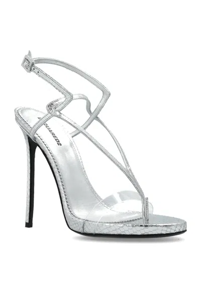 Dsquared2 140mm Leather Heeled Sandals In Transparent