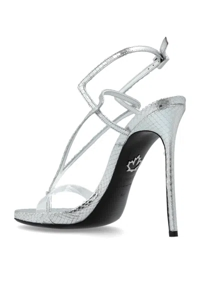 Dsquared2 140mm Leather Heeled Sandals In Transparent