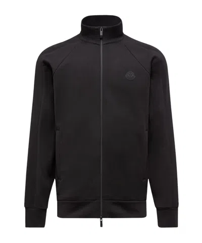 Moncler Cotton Zip-up Sweatshirt In Black