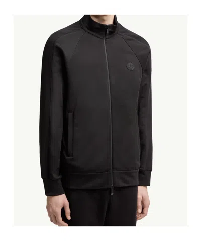 Moncler Cotton Zip-up Sweatshirt In Black