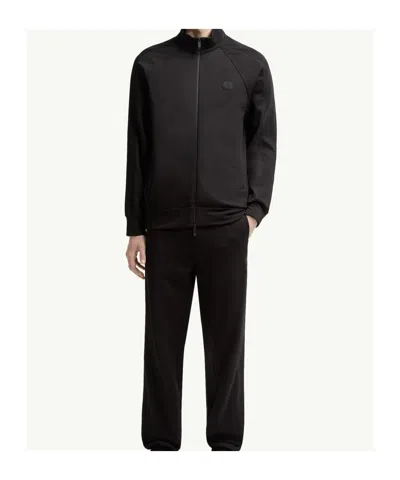 Moncler Cotton Zip-up Sweatshirt In Black