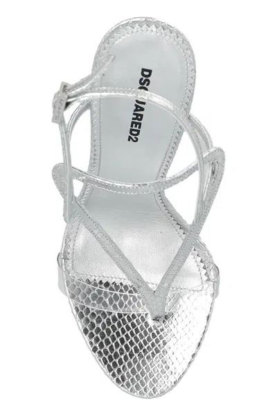 Dsquared2 140mm Leather Heeled Sandals In Transparent