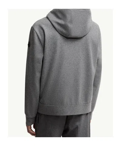 Moncler Wool Blend Zip-up Hoodie In Gray