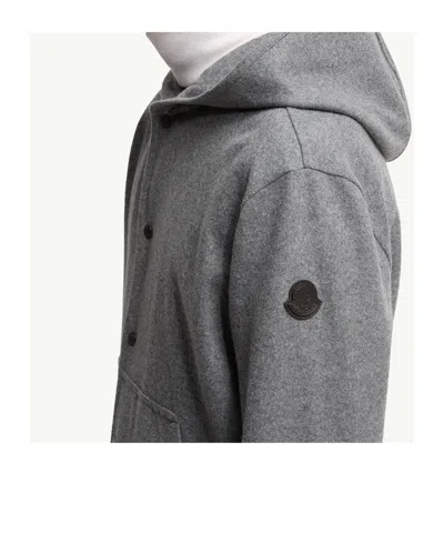 Moncler Wool Blend Zip-up Hoodie In Gray