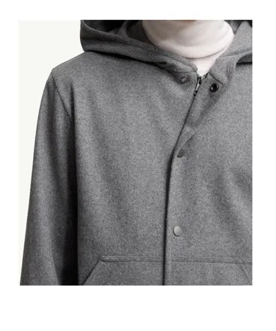 Moncler Wool Blend Zip-up Hoodie In Gray