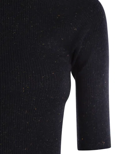 Brunello Cucinelli Sparkling Ribbed Cashmere Sweater In Black