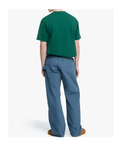 Jw Anderson Twisted Cotton Canvas Wide-leg Pants In Blue