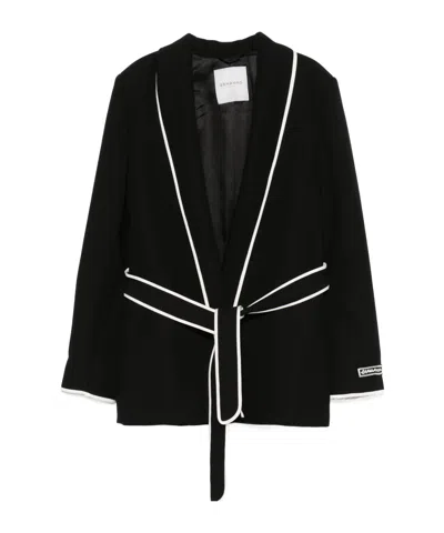 Ermanno Firenze Contrast-trim Blazer In Black