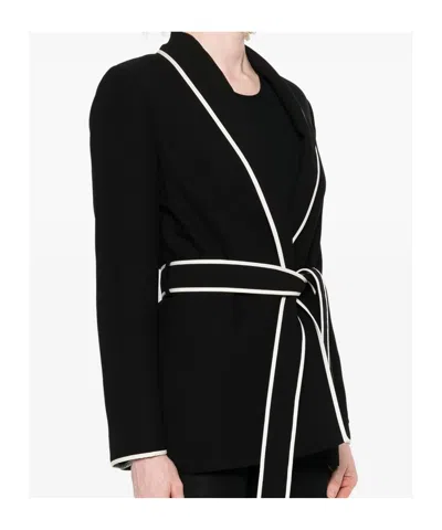 Ermanno Firenze Contrast-trim Blazer In Black