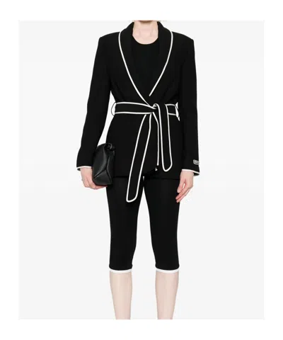 Ermanno Firenze Contrast-trim Blazer In Black