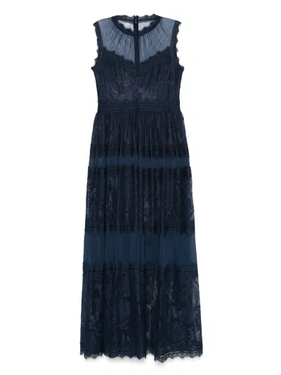 Ermanno Firenze Lace Maxi Dress In Blue