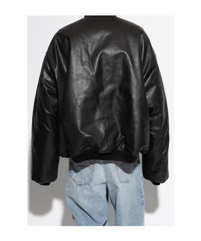 Vetements Long Sleeve Leather Jacket In Black