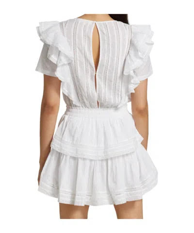Loveshackfancy Natasha Short Sleeve Eyelet Mini Dress In White In White