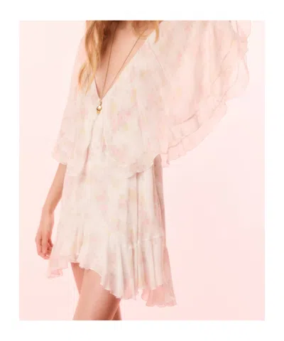 Loveshackfancy Avaline Floral Chiffon Mini Dress In Neutral