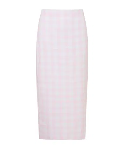 Loveshackfancy Biselle Linen Gingham Midi Skirt