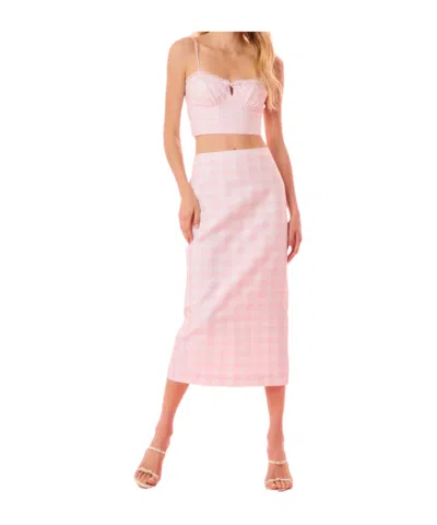 Loveshackfancy Biselle Linen Gingham Midi Skirt