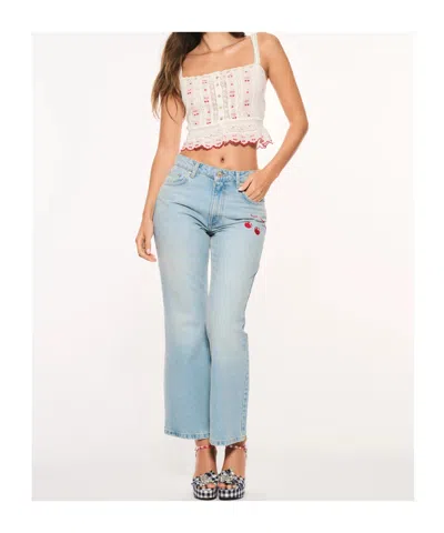 Loveshackfancy Sami Cotton Denim Pants In Blue
