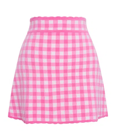 Loveshackfancy Muna Checkered Knit Mini Skirt In Pink