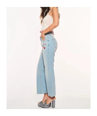 Loveshackfancy Sami Cotton Denim Pants In Blue