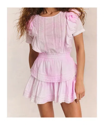Loveshackfancy Natasha Eyelet-lace Tiered Mini Dress In Pink