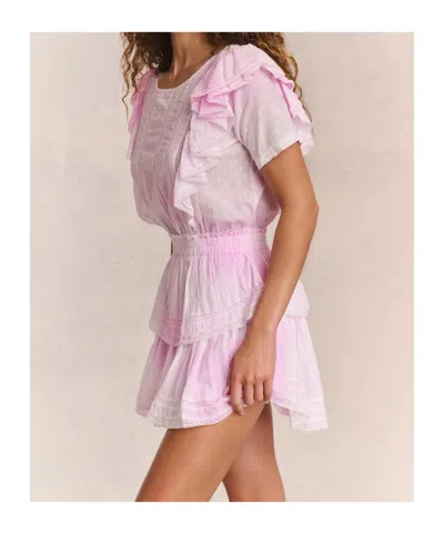 Loveshackfancy Natasha Eyelet-lace Tiered Mini Dress In Pink