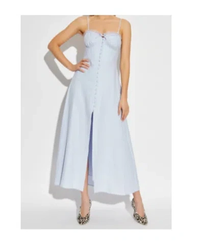 Loveshackfancy Linella Lace-trimmed Button-front Dress In Blue