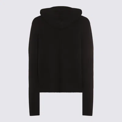 Rick Owens Hooded Crewneck Sweater Ribbed Texture In Black
