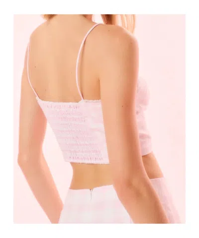 Loveshackfancy Amorana Linen Gingham Crop Top In Pink
