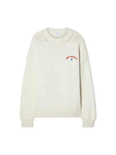 Off-white White Starry Arrow Knit Sweater In White