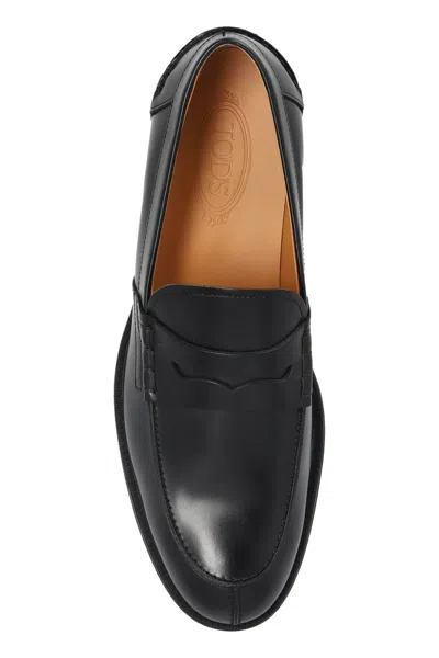 Tod's Loafers In Leather In Black
