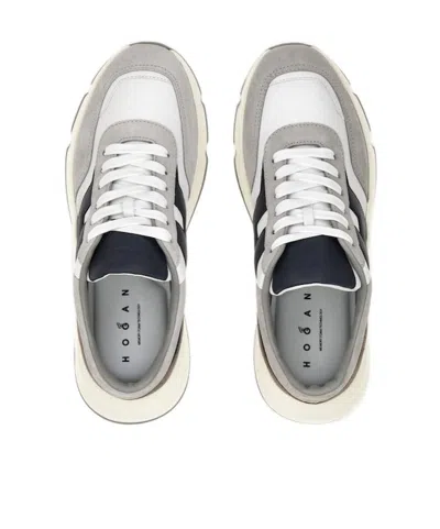 Hogan Round Toe Rubber Sole Panelled Design Sneakers In Gray