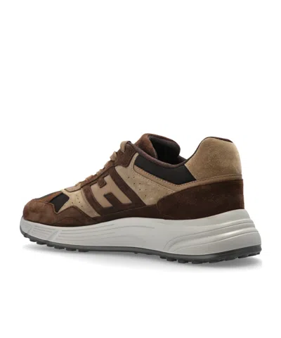 Hogan Lightweight Mesh And Suede Sneakers In Brown