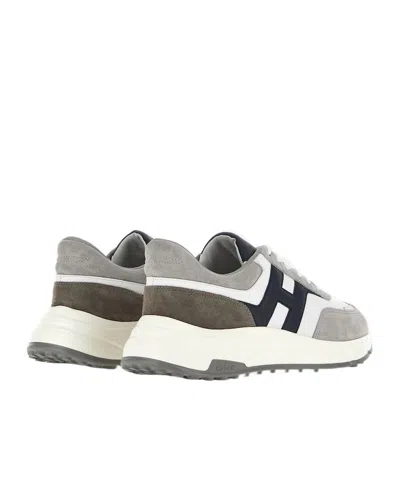 Hogan Round Toe Rubber Sole Panelled Design Sneakers In Gray