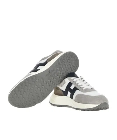 Hogan Round Toe Rubber Sole Panelled Design Sneakers In Gray